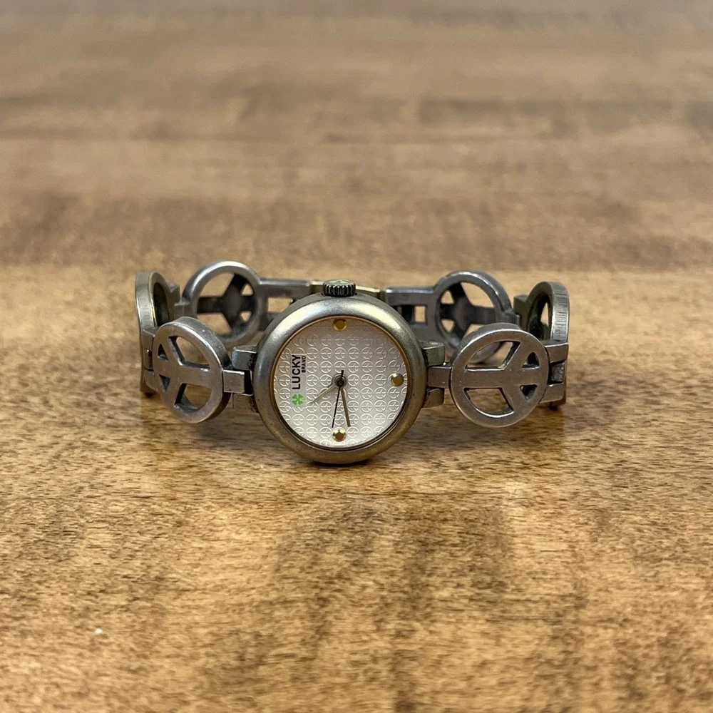 Vintage Lucky Brand Women's Watch 25mm Peace Sign‎ Band - Needs New Battery